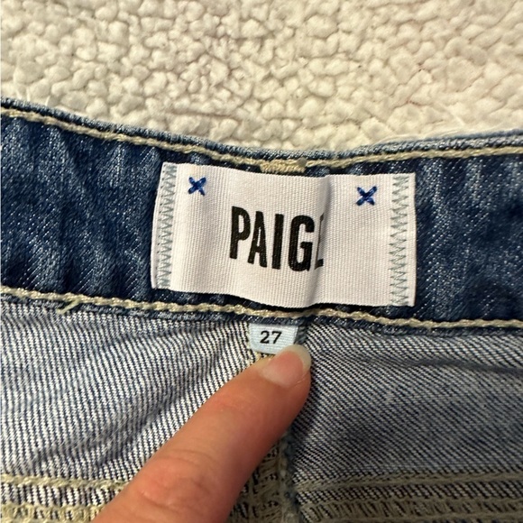 PAIGE Distressed Cut Off Jean Shorts Light Wash Button Fly - Picture 8 of 12